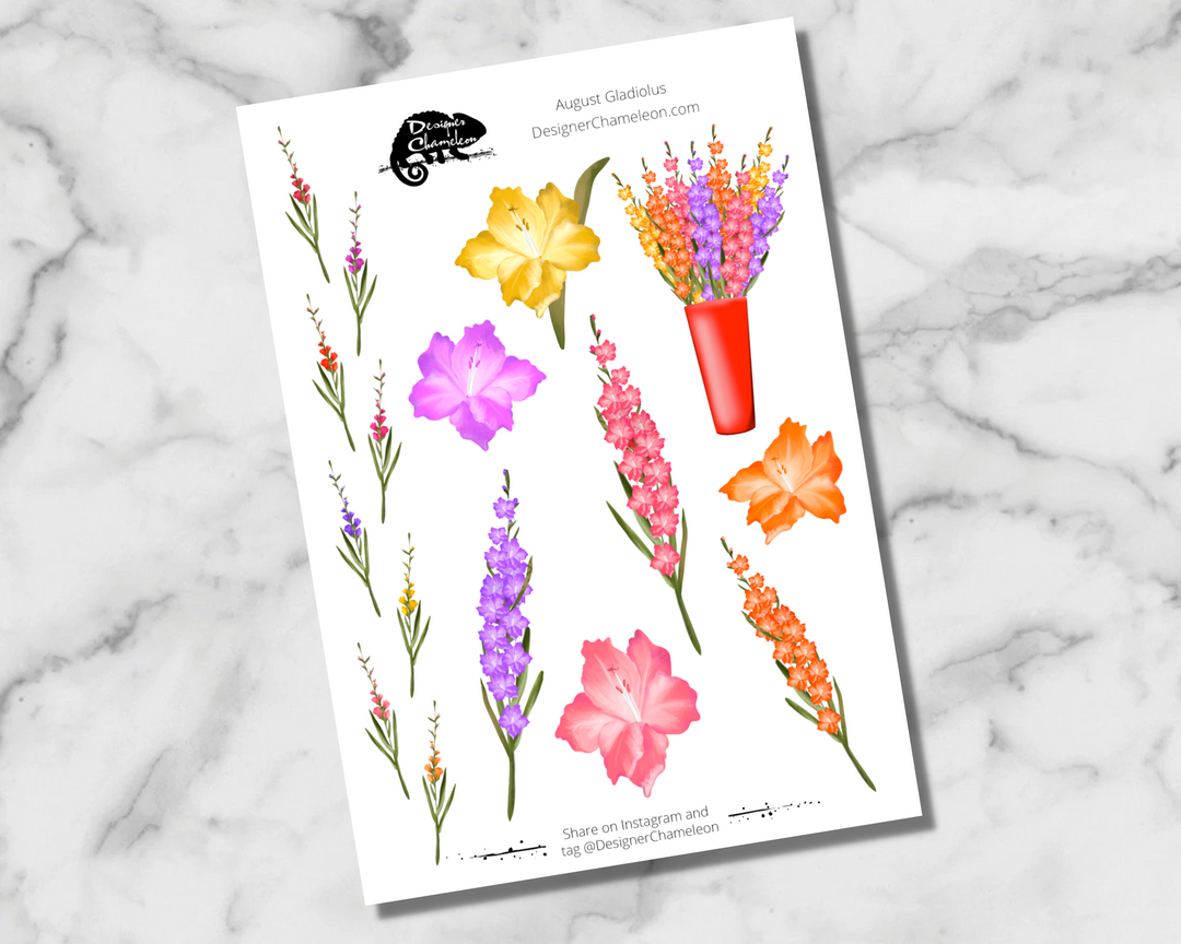 August Gladiolus Accent Stickers