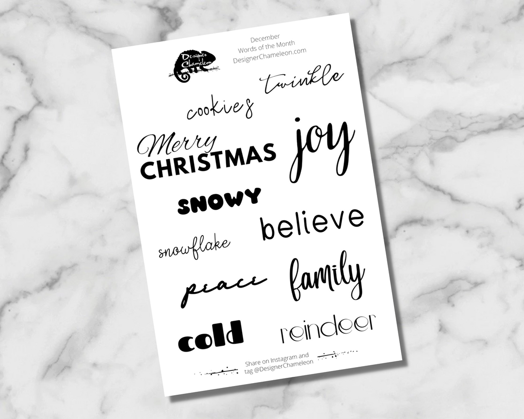 December Words of the Month Accent Stickers