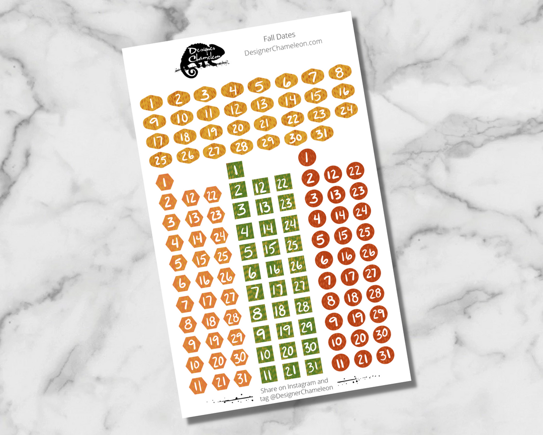 Seasonal Date Number Planner Sticker Kit
