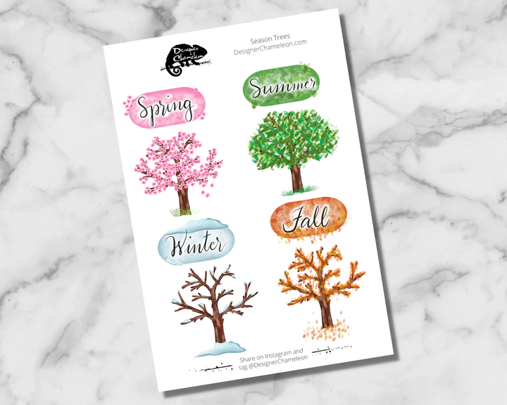 Seasonal Tree & Month Journal Stickers with Coordinating Dates