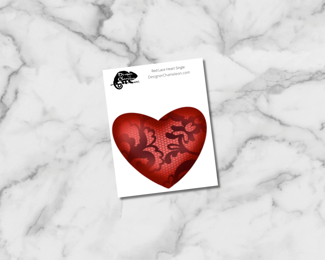 Red Lace Heart Single Sticker