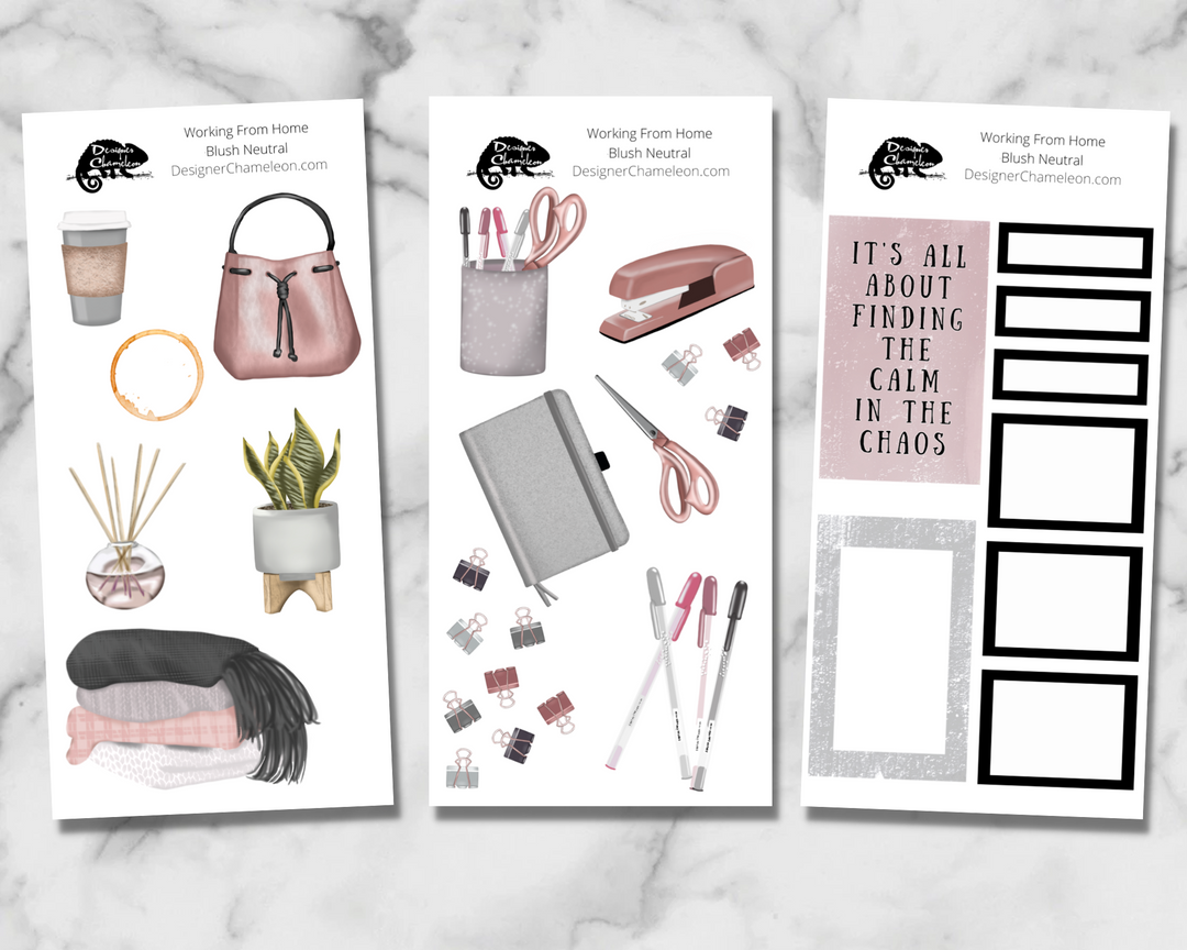 Working From Home Blush Neutral Spread Set Stickers