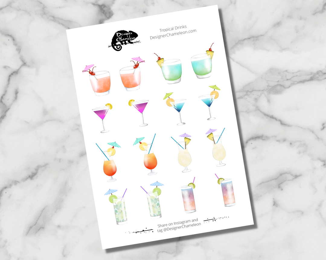 Tropical Drink Accent Stickers