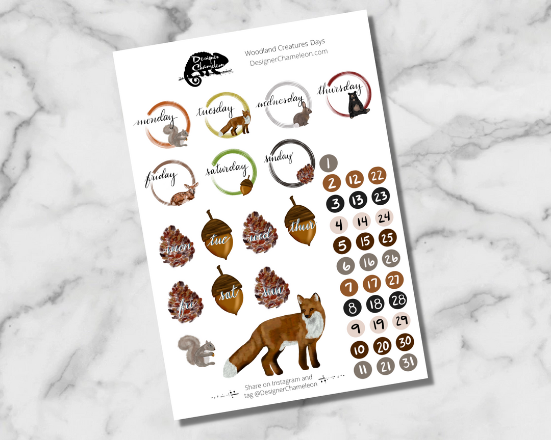 Woodland Creatures Theme Sticker Kit