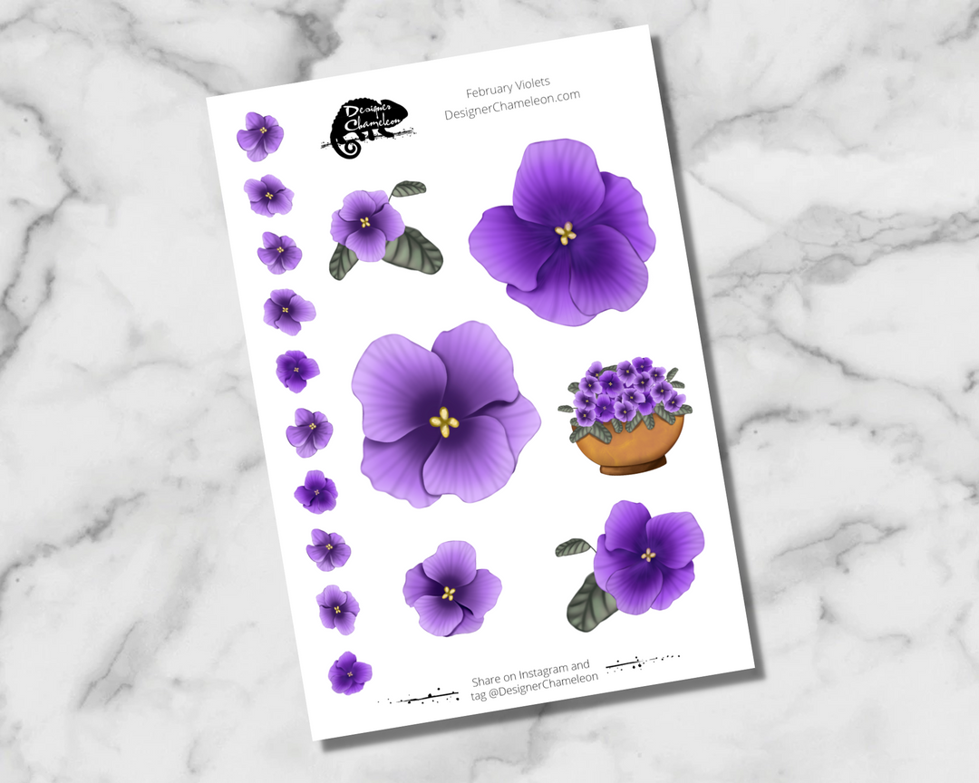 February Violets Accent Stickers