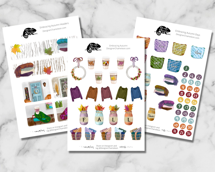 Embracing Autumn Theme Sticker Kit -3 Sheets