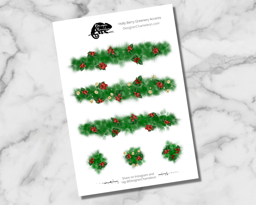 Holly Berry Greenery Accent Stickers