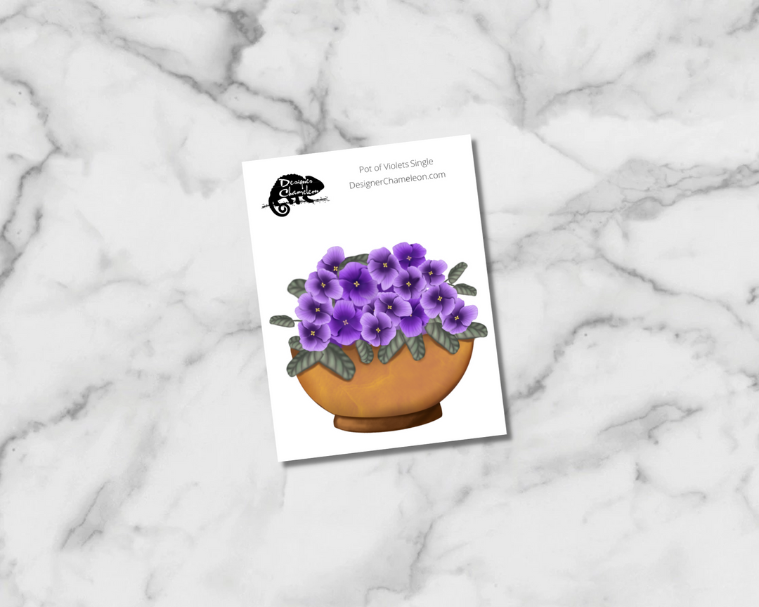 Pot of Violets Single Sticker