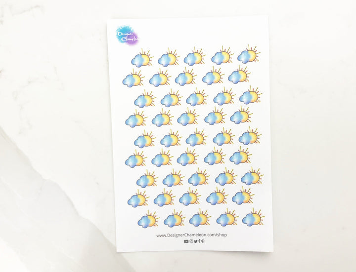 Weather Planner Stickers -Sunshine, Clouds, Rain, Snow