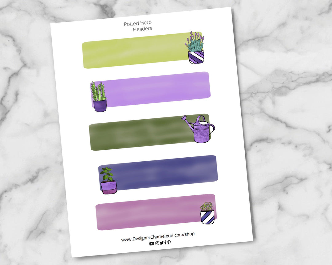 Potted Herb Theme Sticker Kit