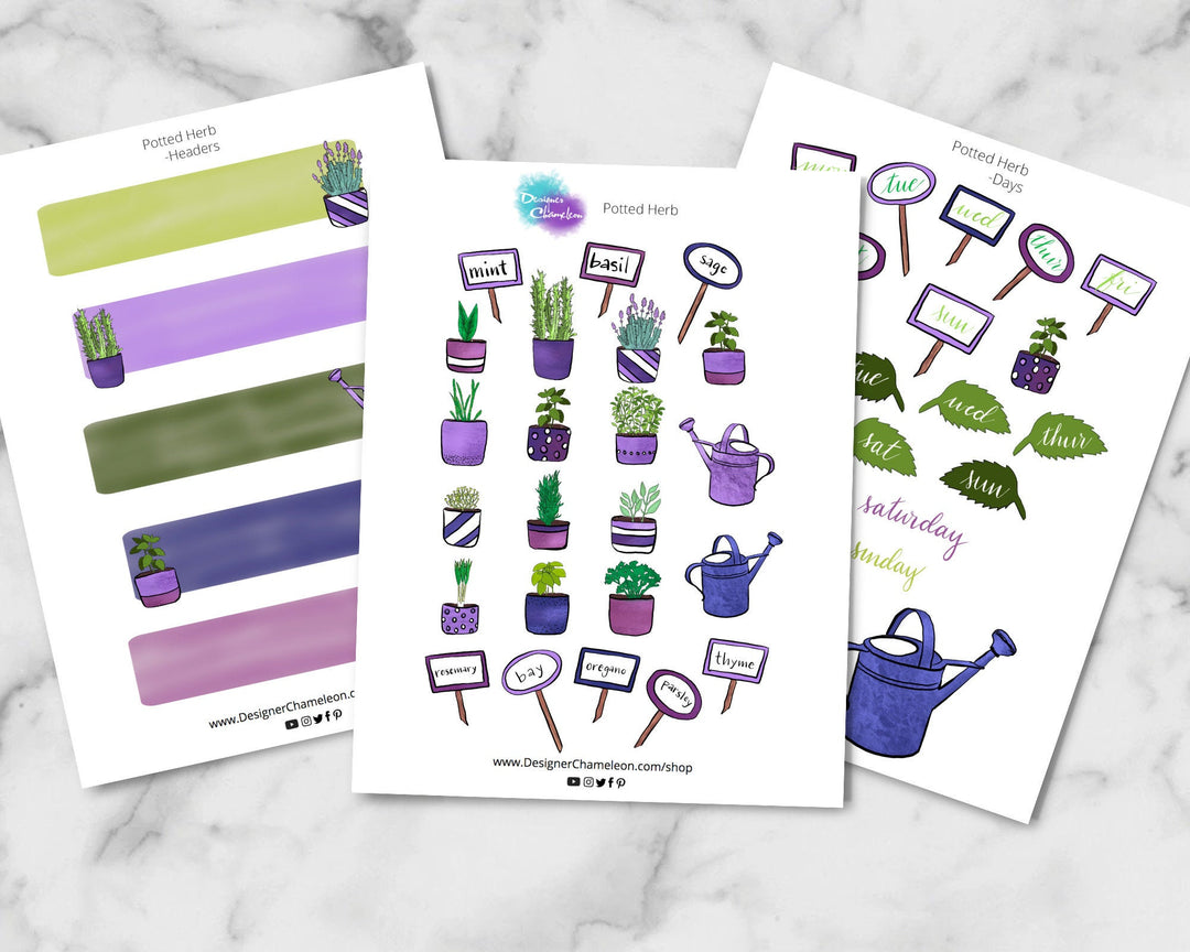 Potted Herb Theme Sticker Kit